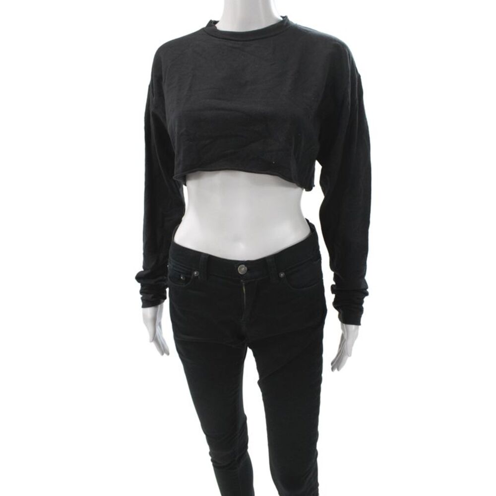 All Access Women Cropped Black Long Sleeve T-Shirt Size XS
